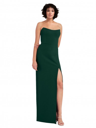 Comprar Bainha Sem alças Crepe Esticado Comprimento Chão Verde Meia-Noite Vestidos de Madrinha / Vestidos de Noite / Vestidos de Festa