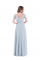 Comprar Linha A Decote V Chiffon Comprimento Chão Vidro Marinho Sem Mangas Vestidos de Madrinha