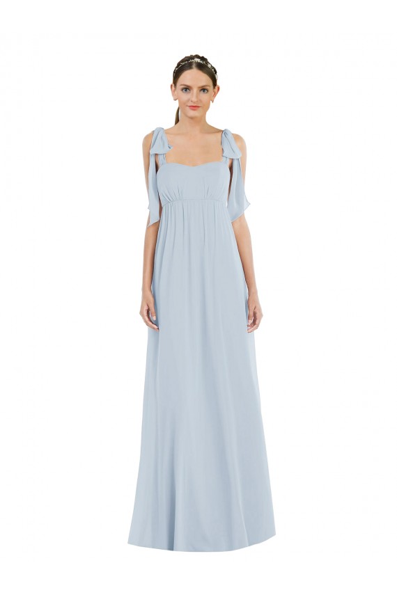 Comprar Linha A Amor Chiffon Comprimento Chão Vidro Marinho Vestidos de Madrinha
