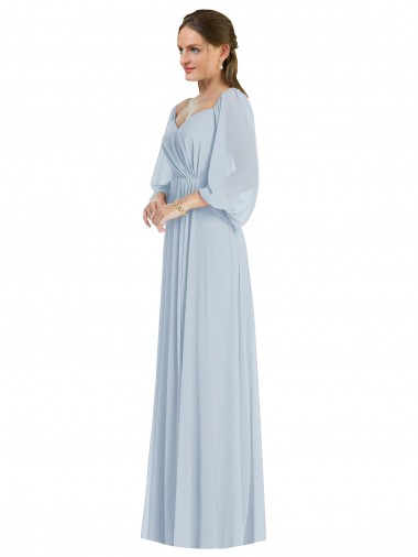 Comprar Linha A Amor Chiffon Comprimento Chão Vidro Marinho Vestidos de Madrinha / Vestidos de Noite