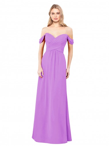 Comprar Linha A Amor Chiffon Comprimento Chão Violeta Longo Vestidos de Madrinha